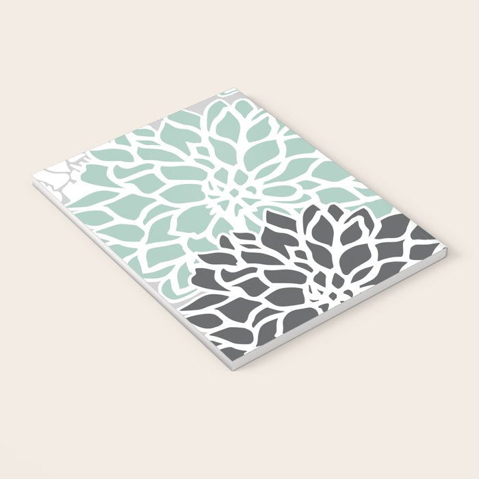 Flower Blooms, Teal and Grey Notebook Gallery Image 3