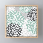 Flower Blooms, Teal and Grey Mini Art Print Gallery Image 1