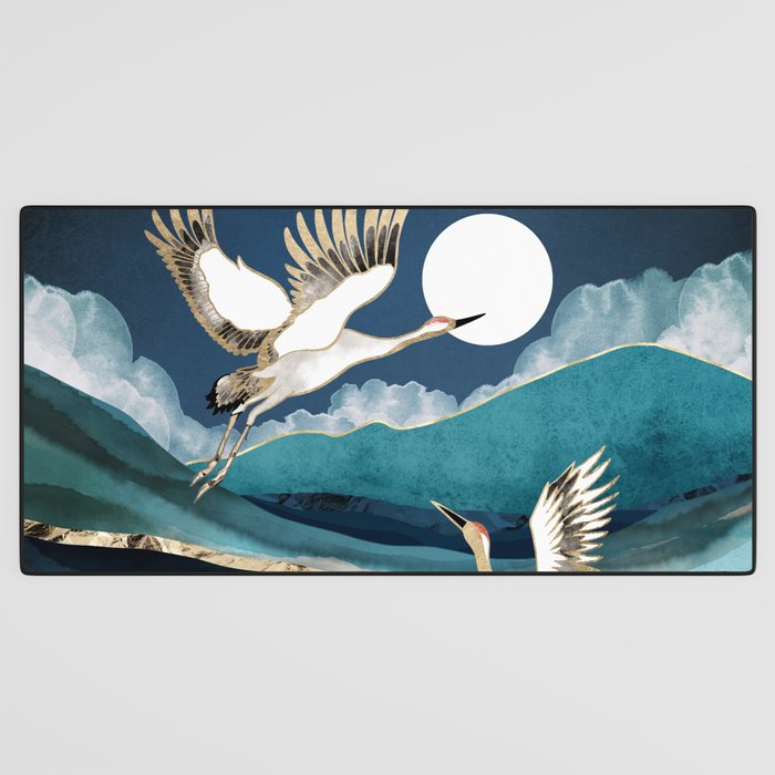 Midnight Cranes Desk Mat Gallery Image 3