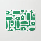 Mid Century Modern Piquet Abstract Multi Pattern in Kelly Green and White Bath Mat Gallery Image 1