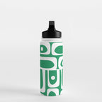 Mid Century Modern Piquet Abstract Multi Pattern in Kelly Green and White Water Bottle Gallery Image 3