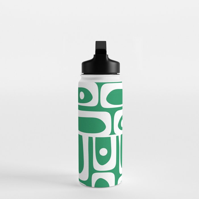 Mid Century Modern Piquet Abstract Multi Pattern in Kelly Green and White Water Bottle Gallery Image 3