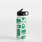 Mid Century Modern Piquet Abstract Multi Pattern in Kelly Green and White Water Bottle Gallery Image 1