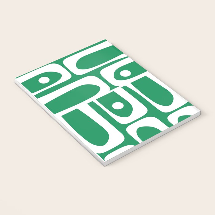 Mid Century Modern Piquet Abstract Multi Pattern in Kelly Green and White Notebook Gallery Image 3