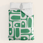 Mid Century Modern Piquet Abstract Multi Pattern in Kelly Green and White Duvet Cover Gallery Image 6