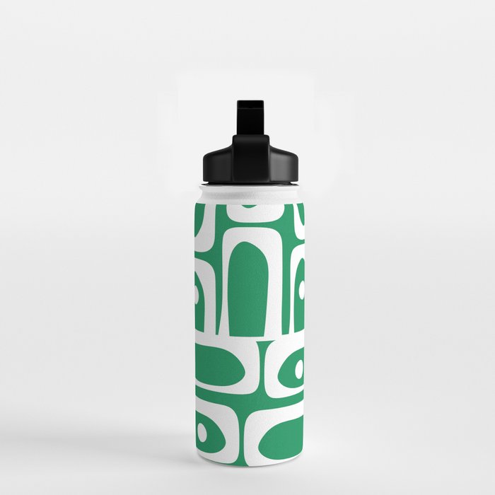 Mid Century Modern Piquet Abstract Multi Pattern in Kelly Green and White Water Bottle Gallery Image 2