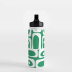 Mid Century Modern Piquet Abstract Multi Pattern in Kelly Green and White Water Bottle Gallery Image 2