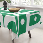 Mid Century Modern Piquet Abstract Multi Pattern in Kelly Green and White Tablecloth Gallery Image 3