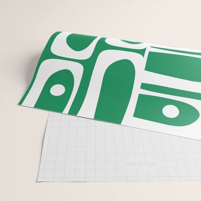 Mid Century Modern Piquet Abstract Multi Pattern in Kelly Green and White Wrapping Paper Gallery Image 2