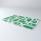 Mid Century Modern Piquet Abstract Multi Pattern in Kelly Green and White Rug Gallery Image 3