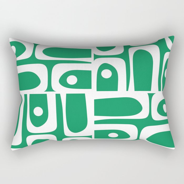 Mid Century Modern Piquet Abstract Multi Pattern in Kelly Green and White Rectangular Pillow Gallery Image 2