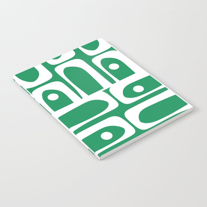 Mid Century Modern Piquet Abstract Multi Pattern in Kelly Green and White Notebook Gallery Image 2