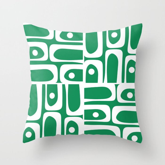 Mid Century Modern Piquet Abstract Multi Pattern in Kelly Green and White Throw Pillow Gallery Image 6