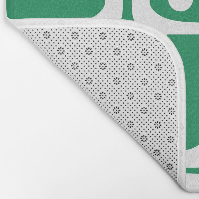 Mid Century Modern Piquet Abstract Multi Pattern in Kelly Green and White Bath Mat Gallery Image 2