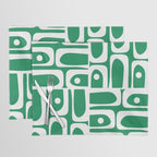 Mid Century Modern Piquet Abstract Multi Pattern in Kelly Green and White Placemat Gallery Image 1