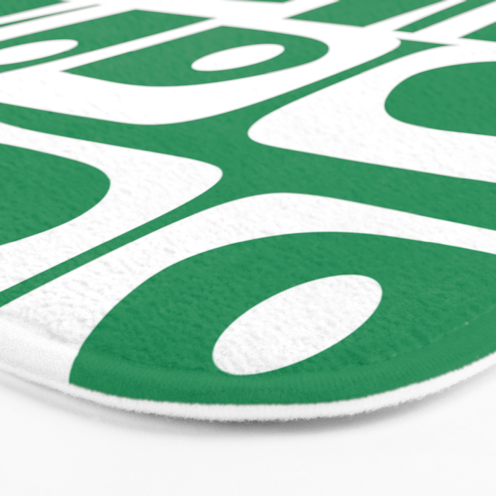 Mid Century Modern Piquet Abstract Multi Pattern in Kelly Green and White Bath Mat Gallery Image 3