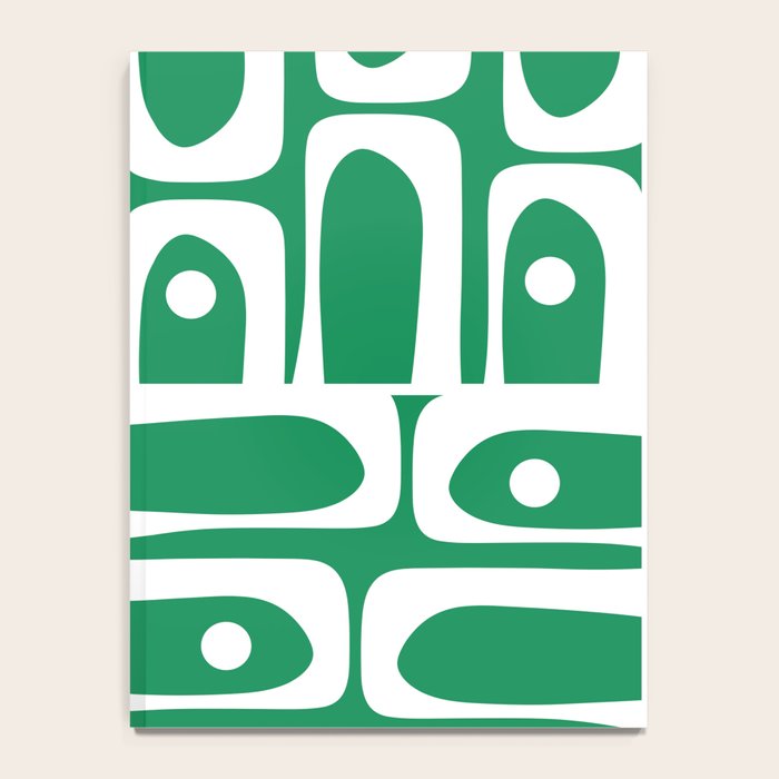 Mid Century Modern Piquet Abstract Multi Pattern in Kelly Green and White Notebook Gallery Image 4