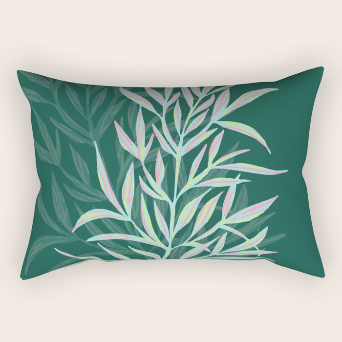 animal patterned Willow twig emerald Rectangular Pillow Gallery Image 2