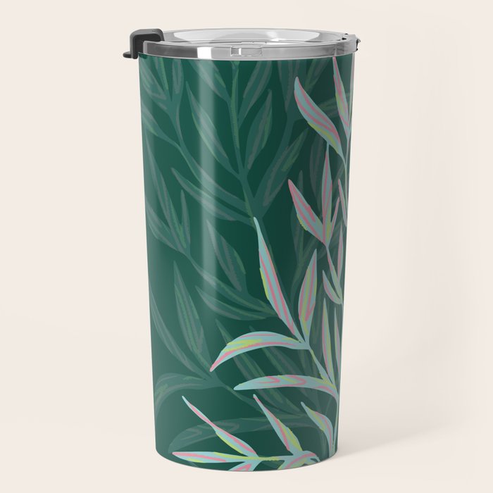 animal patterned Willow twig emerald Travel Mug Gallery Image 3