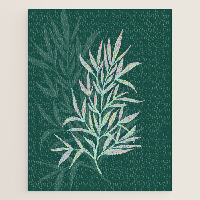 animal patterned Willow twig emerald Jigsaw Puzzle Gallery Image 1