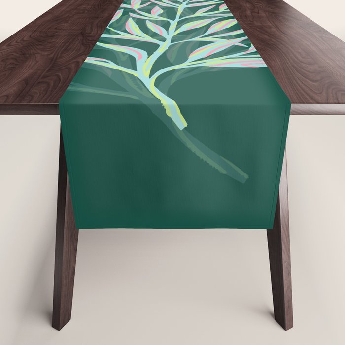 animal patterned Willow twig emerald Table Runner Gallery Image 1