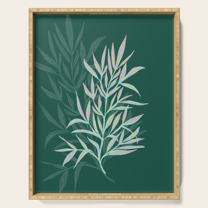 animal patterned Willow twig emerald Serving Tray Gallery Image 1