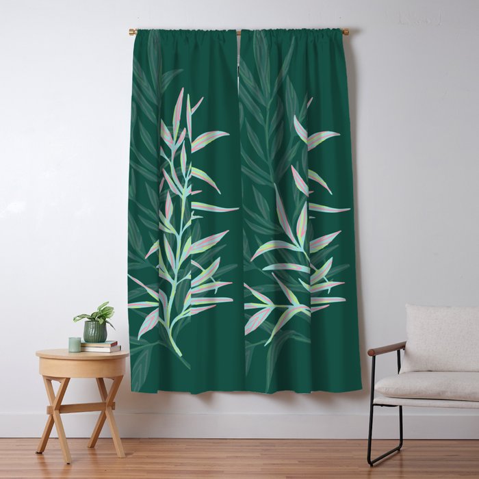 animal patterned Willow twig emerald Window Curtain Gallery Image 1