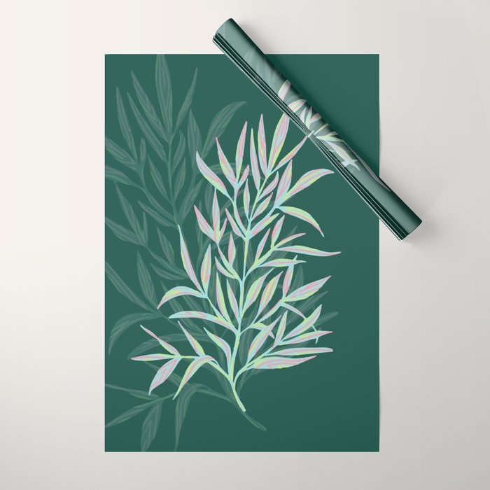 animal patterned Willow twig emerald Wrapping Paper Gallery Image 1
