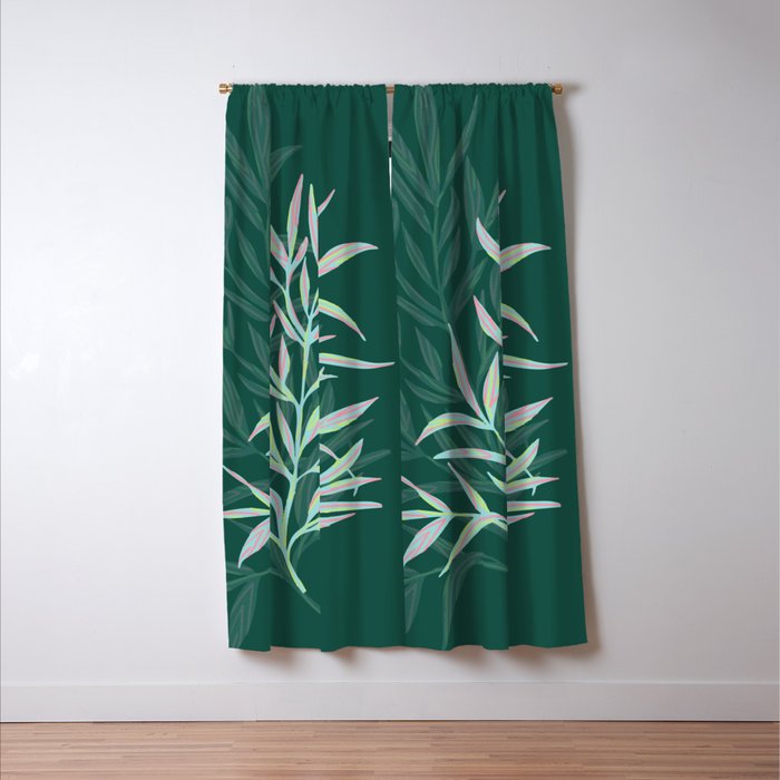 animal patterned Willow twig emerald Window Curtain Gallery Image 3