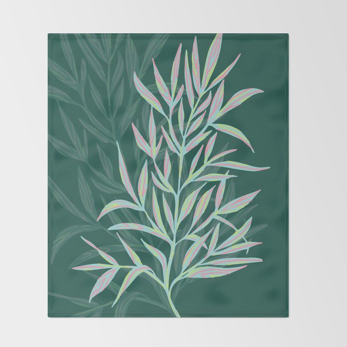 animal patterned Willow twig emerald Throw Blanket Gallery Image 2