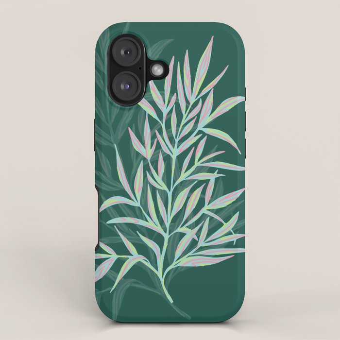 animal patterned Willow twig emerald iPhone Case Gallery Image 1