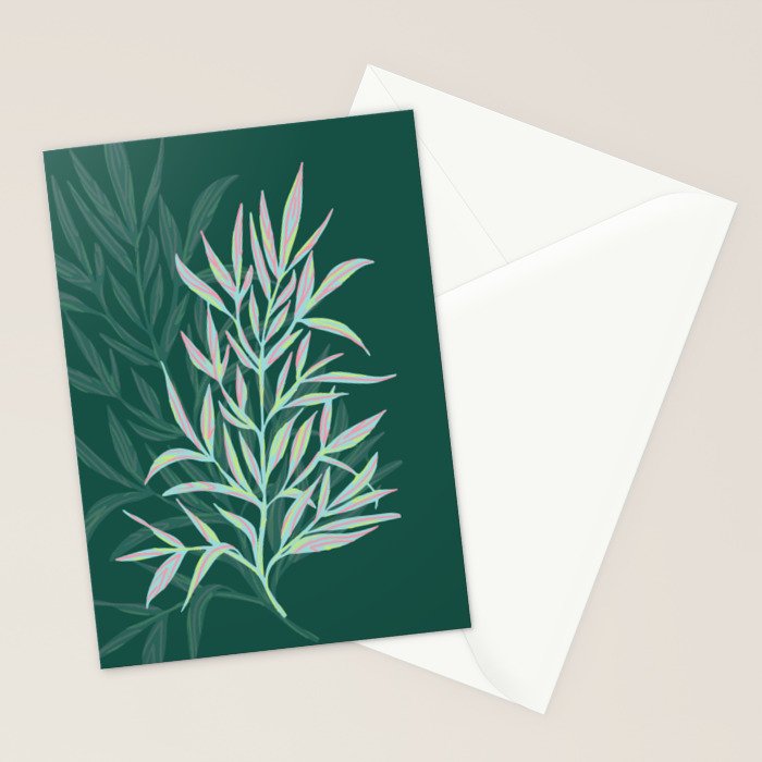 animal patterned Willow twig emerald Stationery Card Gallery Image 2