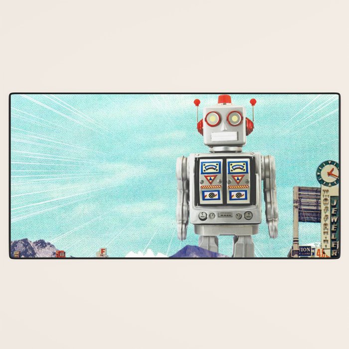 Robot in Town Desk Mat Gallery Image 3