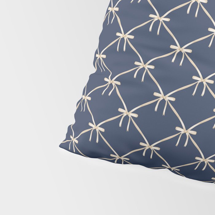Bows & Ribbons Pattern XLII Dark Navy Blue Pillow Sham Gallery Image 4