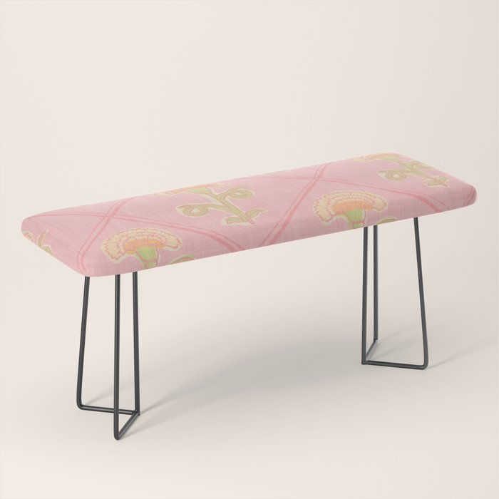 Provence Cottage Floral in Pink Linen  Bench Gallery Image 1