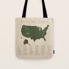 US National Parks w/ State Borders Tote Bag Gallery Image 1