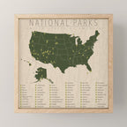 US National Parks w/ State Borders Mini Art Print Gallery Image 1