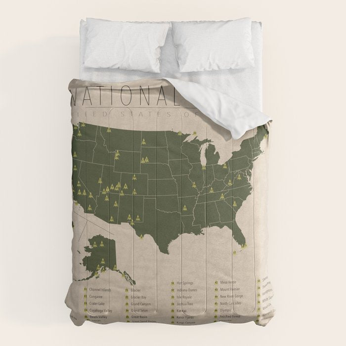 US National Parks w/ State Borders Comforter Gallery Image 6
