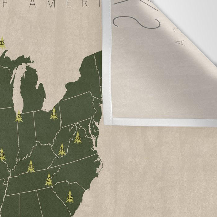 US National Parks w/ State Borders Wall Tapestry Gallery Image 3