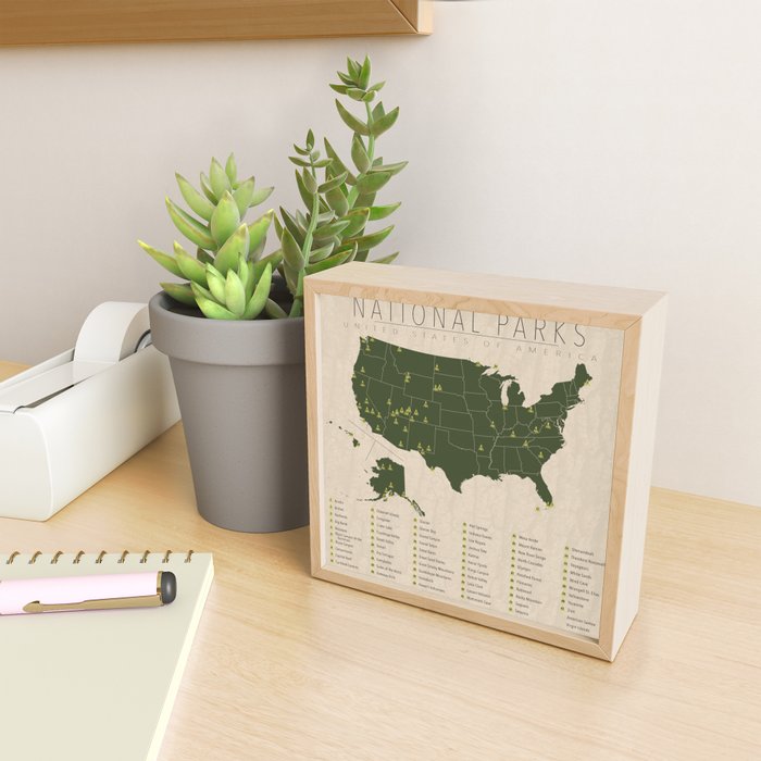 US National Parks w/ State Borders Mini Art Print Gallery Image 2
