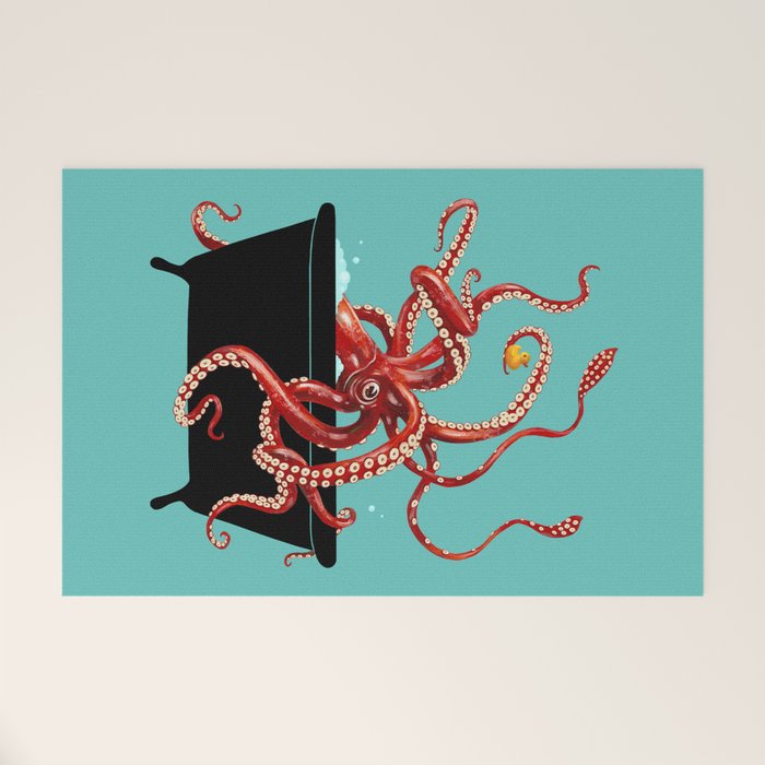 Giant Squid in Bathtub Welcome Mat Gallery Image 1