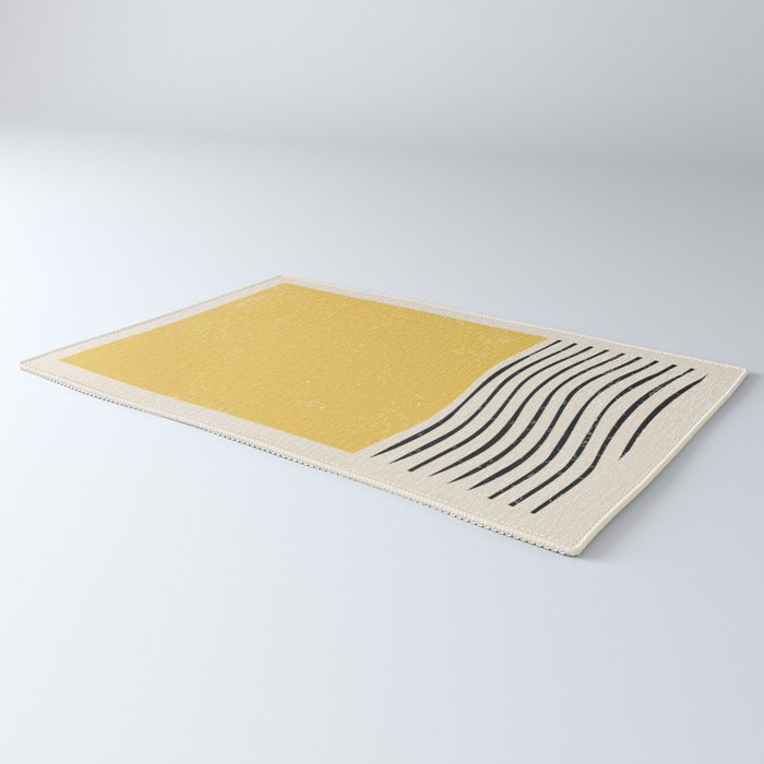 Yellow Sunset Mid Century Modern Minimalist Rothko Inspired Color Field With Lines Geometric Style Rug Gallery Image 3