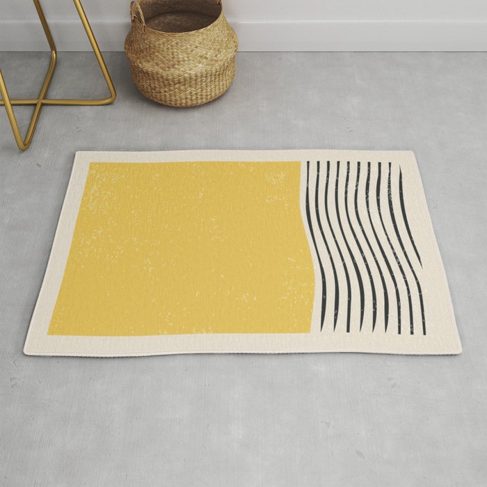 Yellow Sunset Mid Century Modern Minimalist Rothko Inspired Color Field With Lines Geometric Style Rug Gallery Image 1