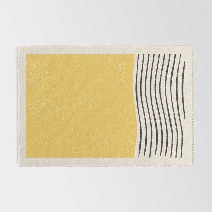 Yellow Sunset Mid Century Modern Minimalist Rothko Inspired Color Field With Lines Geometric Style Rug Gallery Image 2
