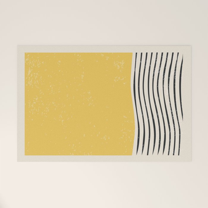 Yellow Sunset Mid Century Modern Minimalist Rothko Inspired Color Field With Lines Geometric Style Welcome Mat Gallery Image 1