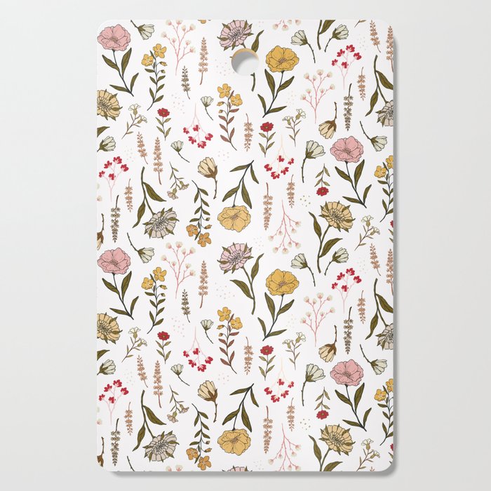 Spring Garden Flower Collection - White Cutting Board Gallery Image 1