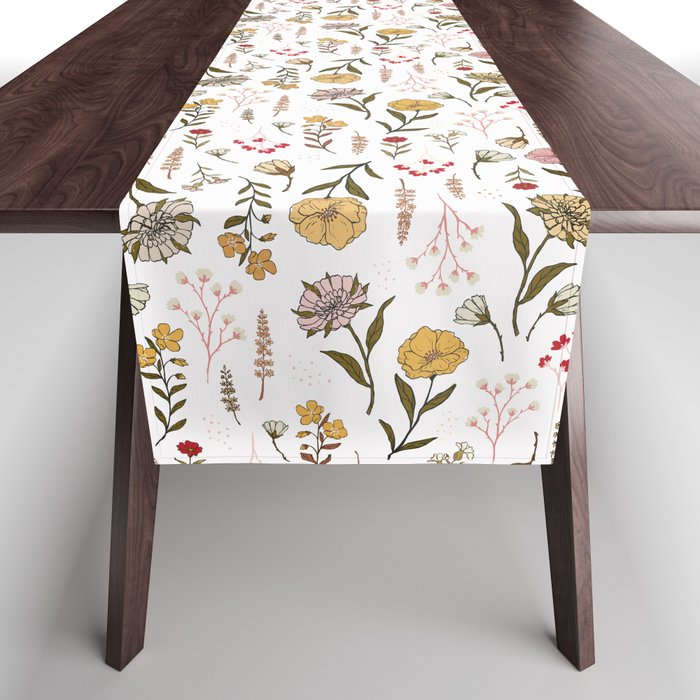 Spring Garden Flower Collection - White Table Runner Gallery Image 1