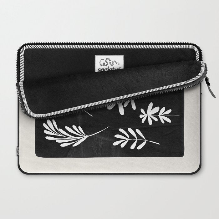 Plant Fossils Line Drawing Black Illustration Paper Collage Night Sky Minimalist Midcentury by Ejaaz Haniff  Laptop Sleeve Gallery Image 2