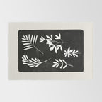 Plant Fossils Line Drawing Black Illustration Paper Collage Night Sky Minimalist Midcentury by Ejaaz Haniff  Rug Gallery Image 2