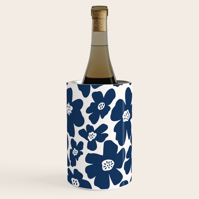 Retro Daisy - Blue Navy and white Wine Chiller Gallery Image 2